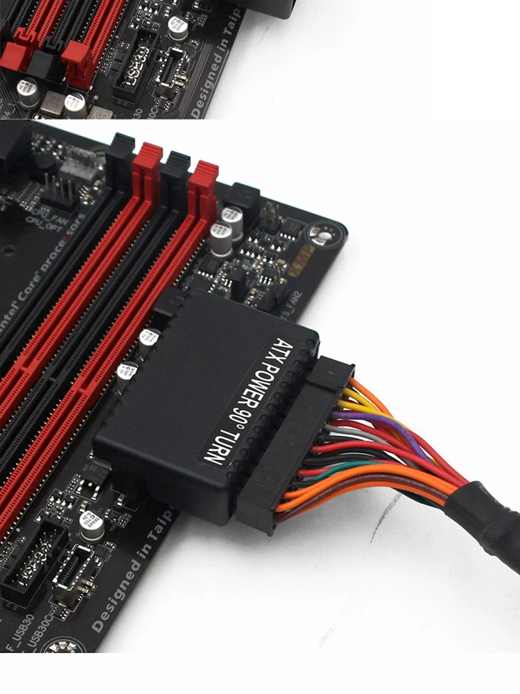 Bo mạch chủ ATX 24PIN nguồn điện đầu nối xoay 90 độ DIY lắp đặt phụ kiện mạch chủ làm đẹp và tổ chức