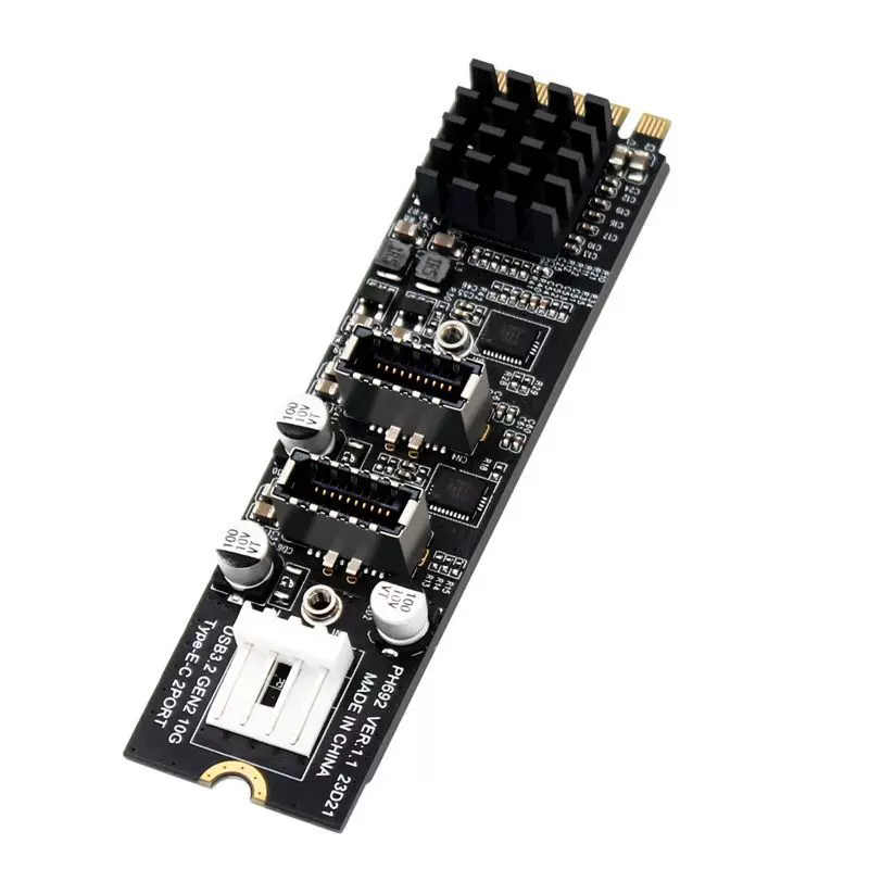 Máy tính M.2 NVME PCI-E sang 2 cổng USB3 10GTYPE-E phía trước Thẻ mở rộng TYPE-C ASM3142
