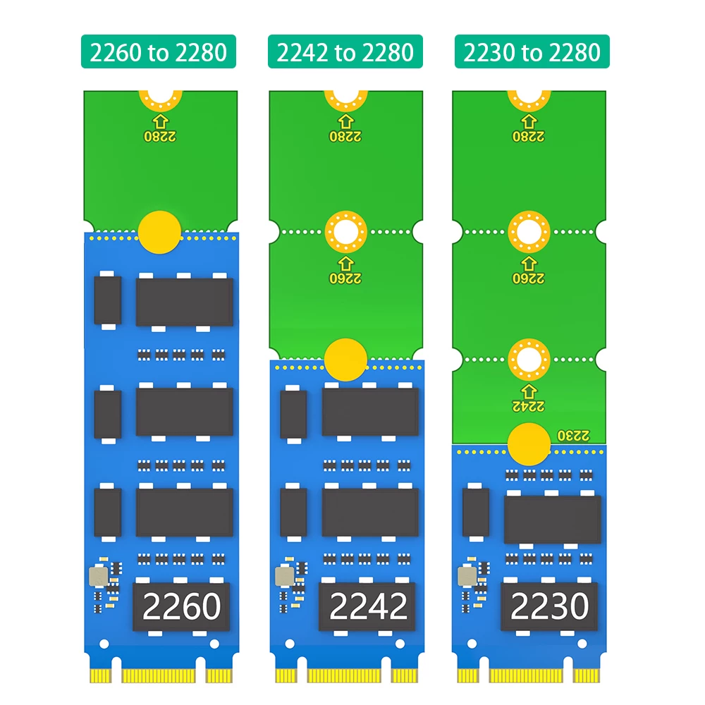 Thẻ mở rộng ổ cứng thể rắn M.2 NGFF Bảng mở rộng NVME 2230 đến 2242 Giá đỡ 2230 đến 2280 bộ chuyển đổi