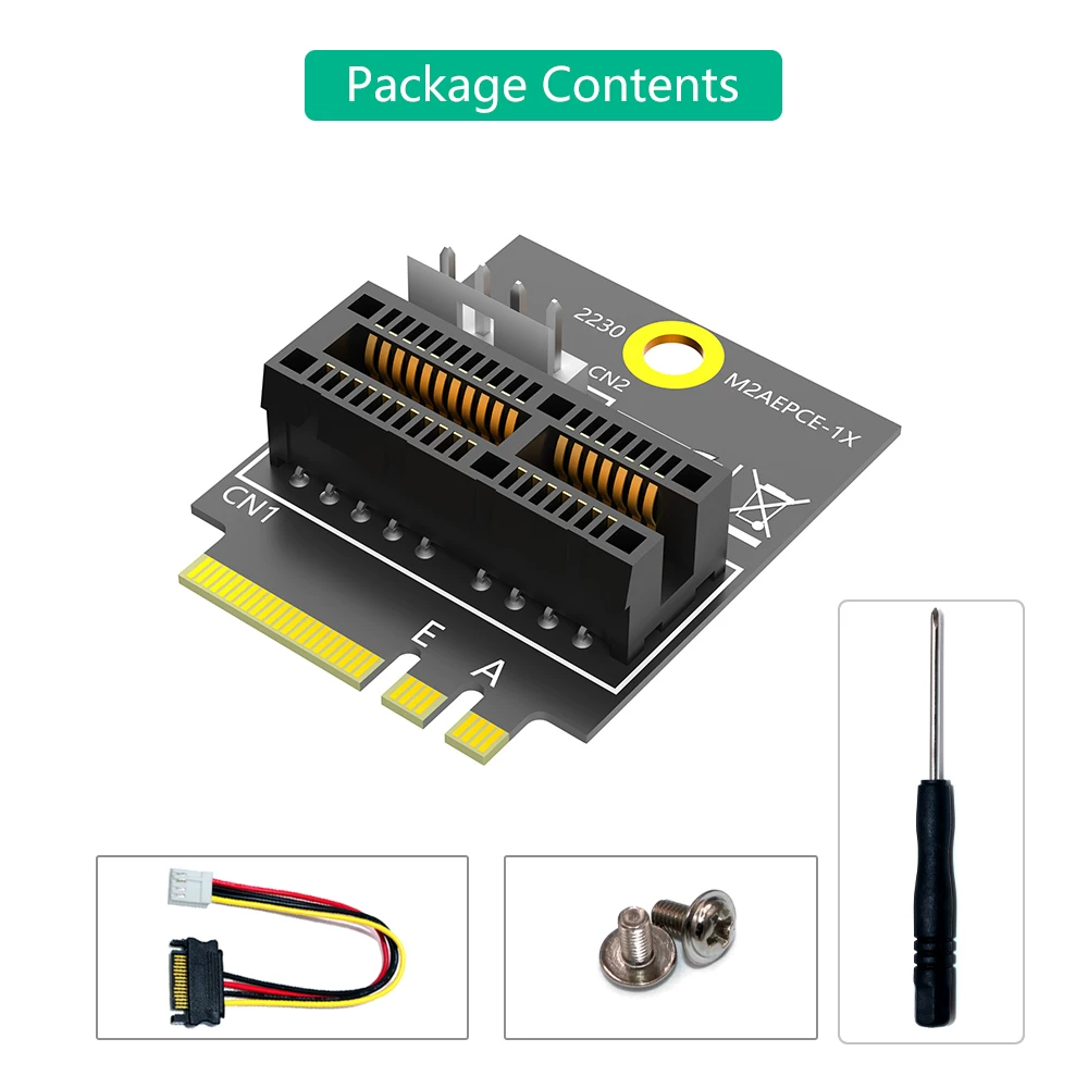 M2 NGFF sang khe cắm PCIEx1 WiFi /A+E-KEY Bộ nguồn nhỏ 4 chân tương thích với các thiết bị x1x4x8x16
