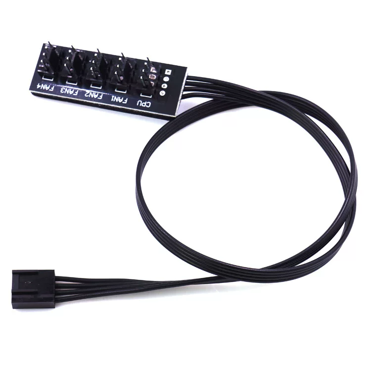 Hub quạt máy tính, HUB quạt PWM một đến năm, điều khiển nhiệt độ 4Pin, một đến bốn, bảng mở rộng năm