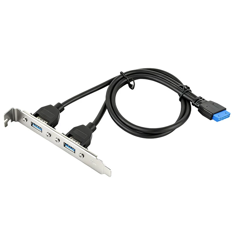 Cáp chuyển đổi bên ngoài 19Pin sang USB3.0 kép A cái 20P sang cáp nối dài USB3.0 2 cổng có giá đỡ