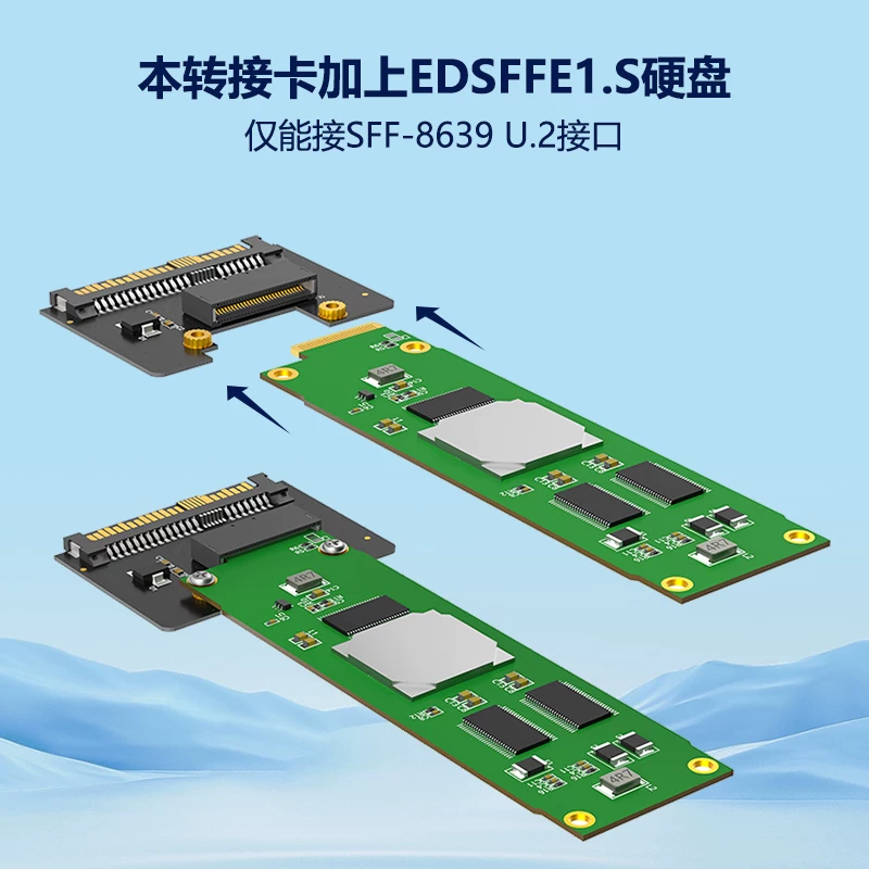 Giao diện EDSFF E1.S SSD Gen-Z PCI-E sang SFF-8639 U.2 Thẻ chuyển đổi SSD giao diện U2