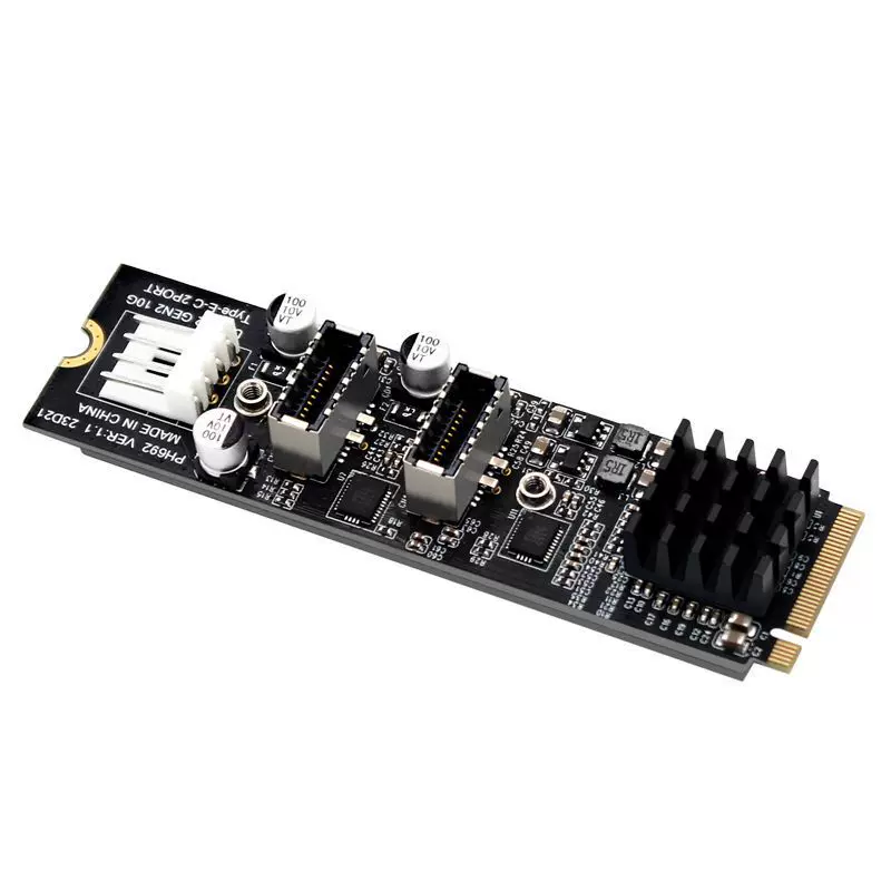 Máy tính M.2 NVME PCI-E sang 2 cổng USB3 10GTYPE-E phía trước Thẻ mở rộng TYPE-C ASM3142