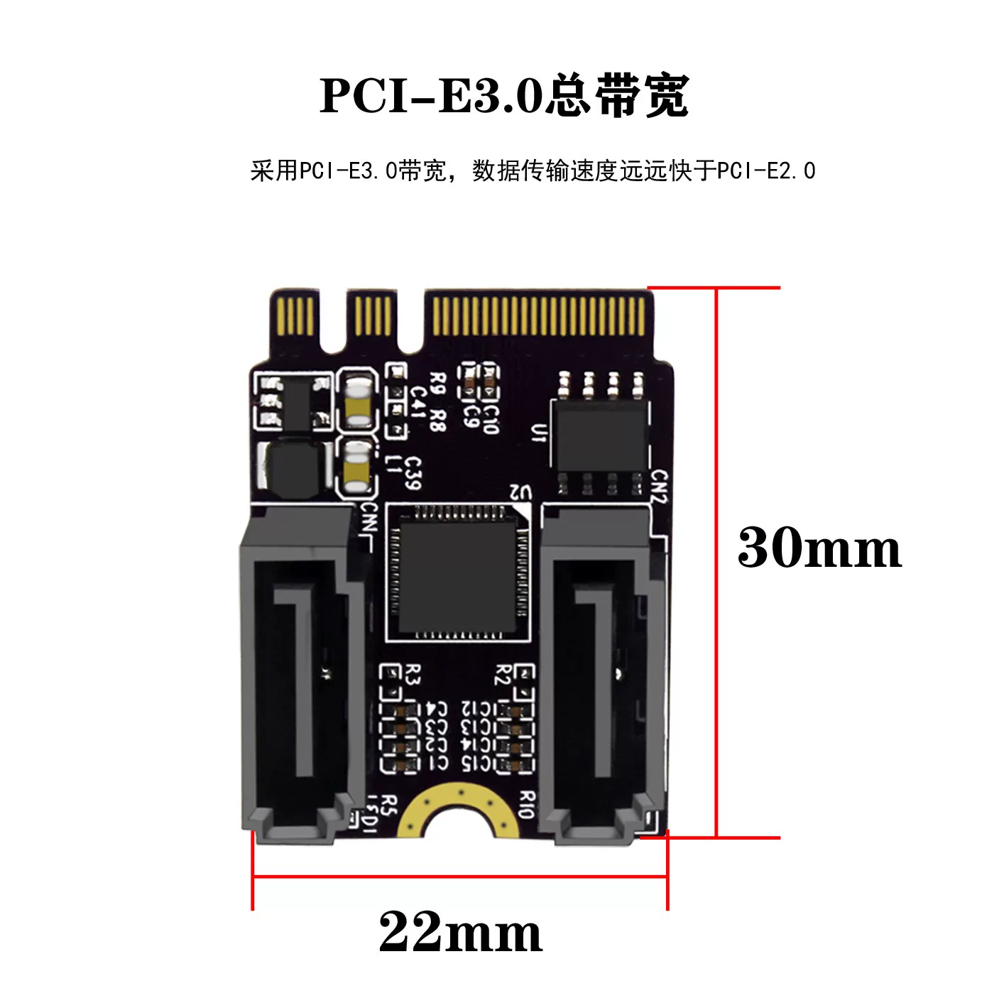 Thẻ mở rộng M2 KEY A+E sang SATA3.0 cho cổng WIFI, thẻ chuyển đổi ổ cứng M.2 sang SATA, JMB582 không cần trình điều khiển