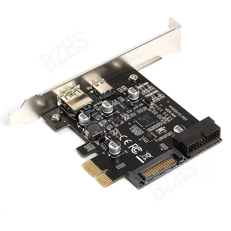 Thẻ mở rộng PCI-e sang USB3.1 Type-C Sạc nhanh PCIe sang USB + Thẻ chuyển đổi USB phía trước 19PIN