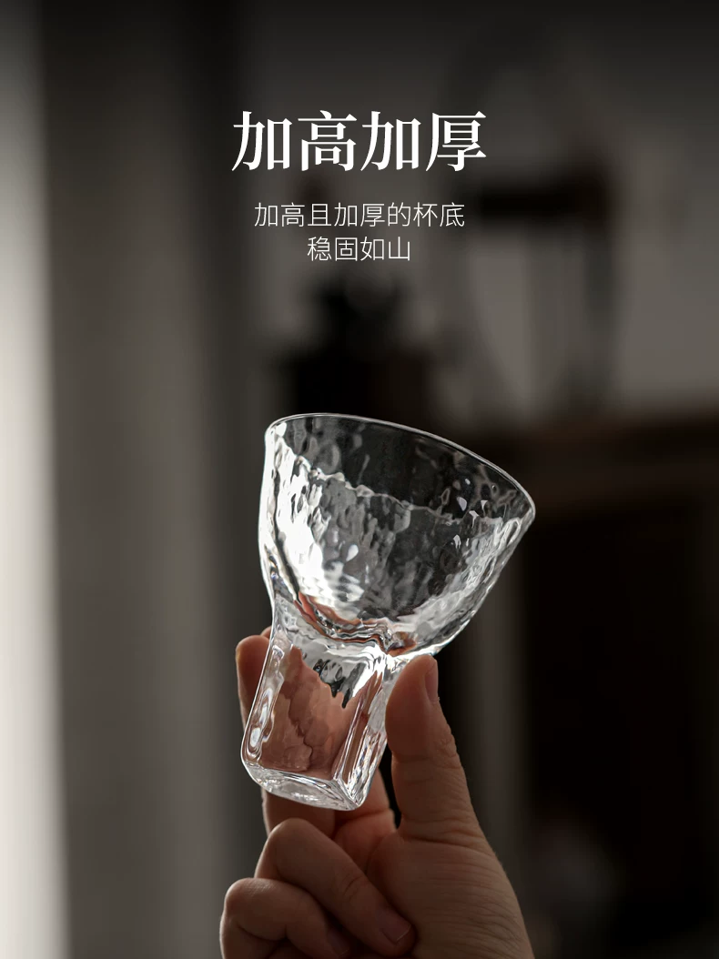Ly trà pha chế thủ công kiểu Nhật, chất liệu thủy tinh pha lê cao cấp, kiểu dáng đơn giản, dùng để thưởng trà, cầm tay, kích thước lớn.