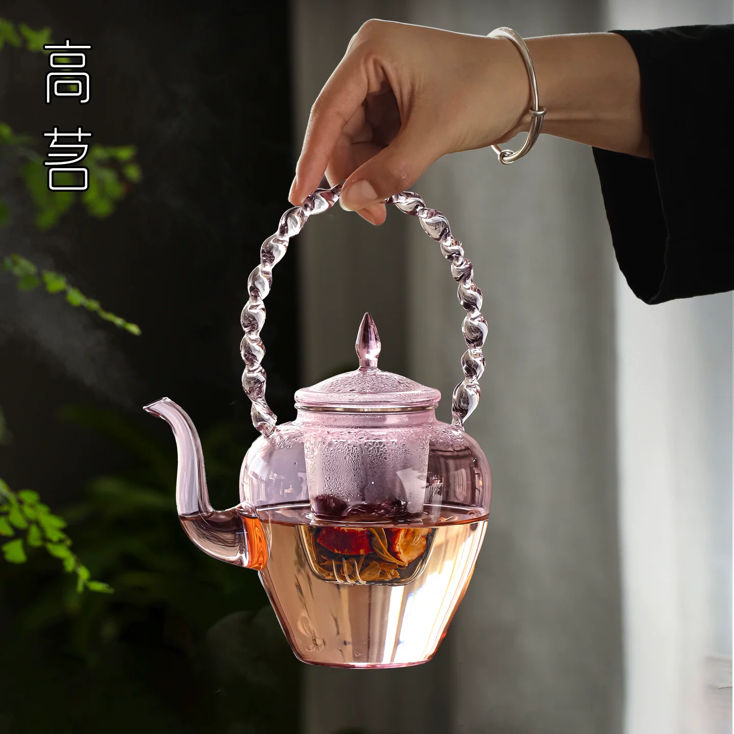 Ấm trà thủy tinh mẫu mới 2025 dùng trong gia đình, dùng cá nhân cho phụ nữ, ấm trà hoa tinh tế, ấm trà cao cấp với vẻ ngoài đẹp mắt.