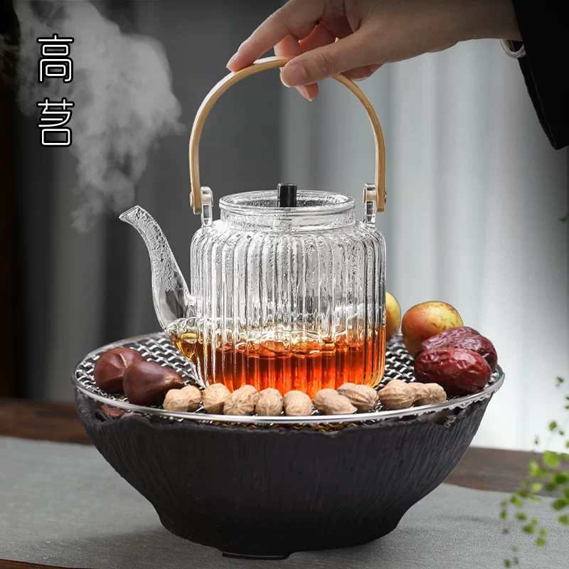 Bộ pha trà mùa đông với ấm trà thủy tinh, mẫu mới 2025, bộ bếp điện gốm, bộ dụng cụ pha trà trong nhà hoàn chỉnh.