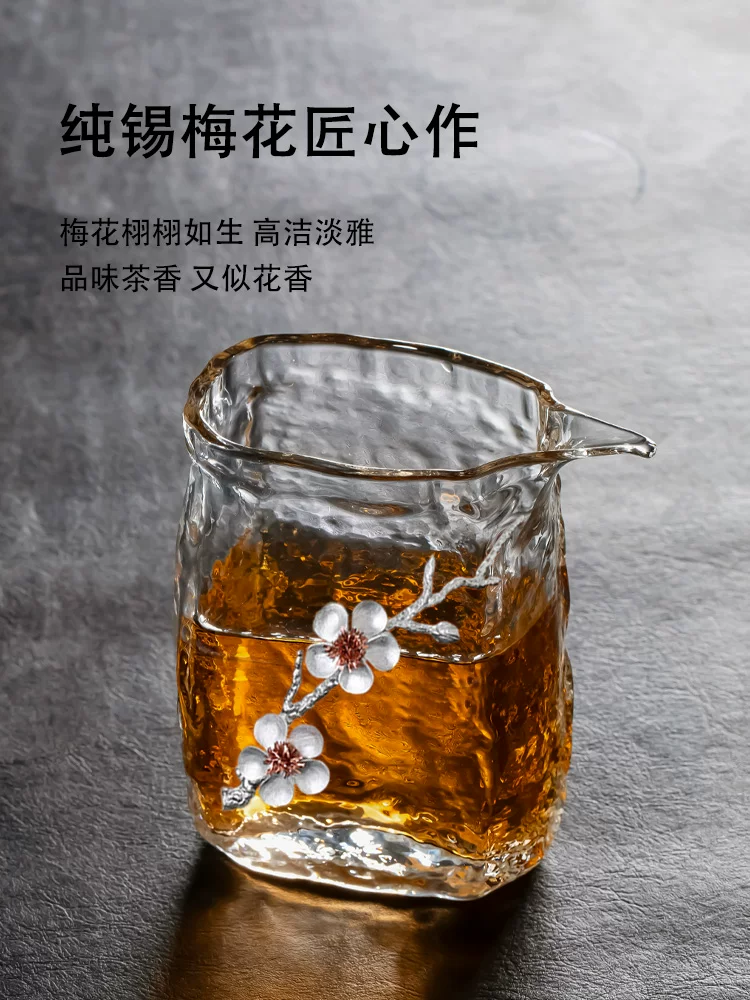 Cốc thủy tinh hình vuông, cốc chia sẻ trà cao cấp, cốc rót trà đơn, bộ trà thủy tinh.
