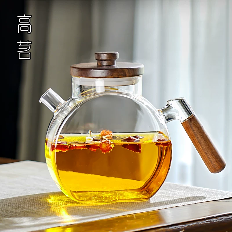 Ấm trà thủy tinh lớn, dung tích lớn dùng trong gia đình, mẫu mới 2025, dụng cụ pha trà xanh cao cấp, kiểu mới, dày dặn và chịu nhiệt cao.