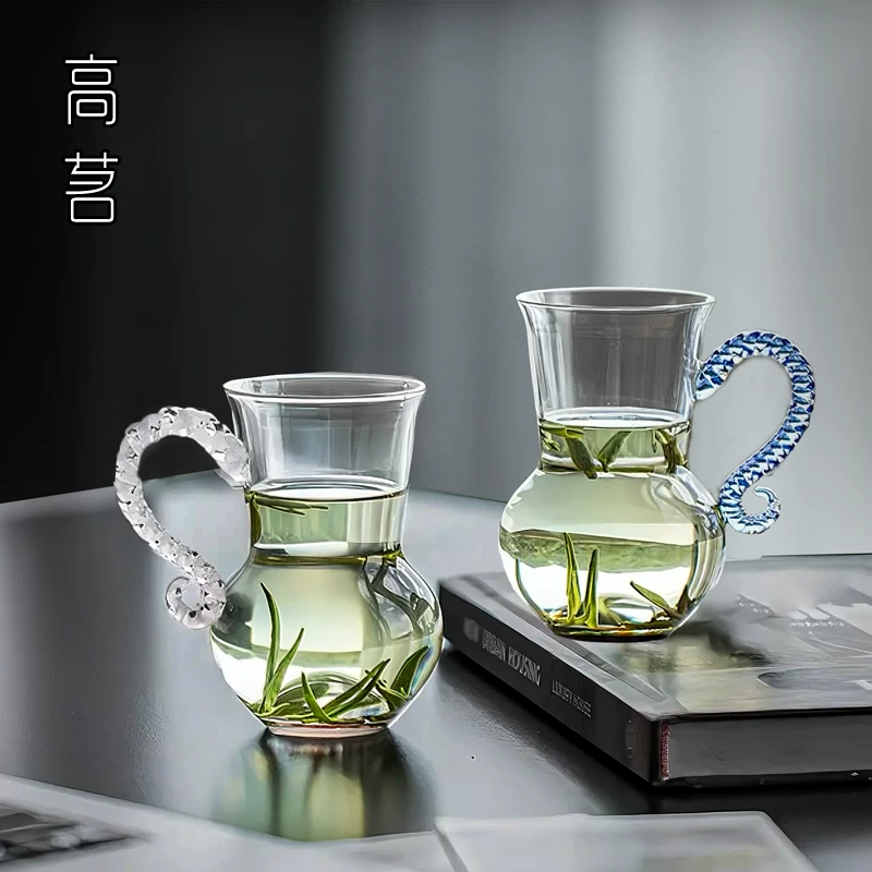 Ly trà xanh thủy tinh mẫu mới 2025 cao cấp, dành riêng cho nữ, có bộ lọc trà, tay cầm, chất liệu dày dặn