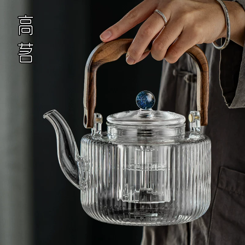 Ấm trà kiểu Trung Quốc mẫu mới 2025 cao cấp, tay cầm chắc chắn, dung tích lớn, có thể dùng lửa trực tiếp, chịu nhiệt cao, dùng được với bếp điện gốm, ấm thủy tinh, có chức năng hấp.