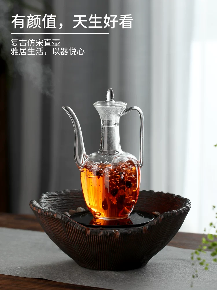 Ấm trà thủy tinh cao cấp mới dùng trong gia đình, ấm pha trà, bộ ấm trà, bếp điện gốm, bếp pha trà, thiết bị đun nước pha trà đặc biệt.