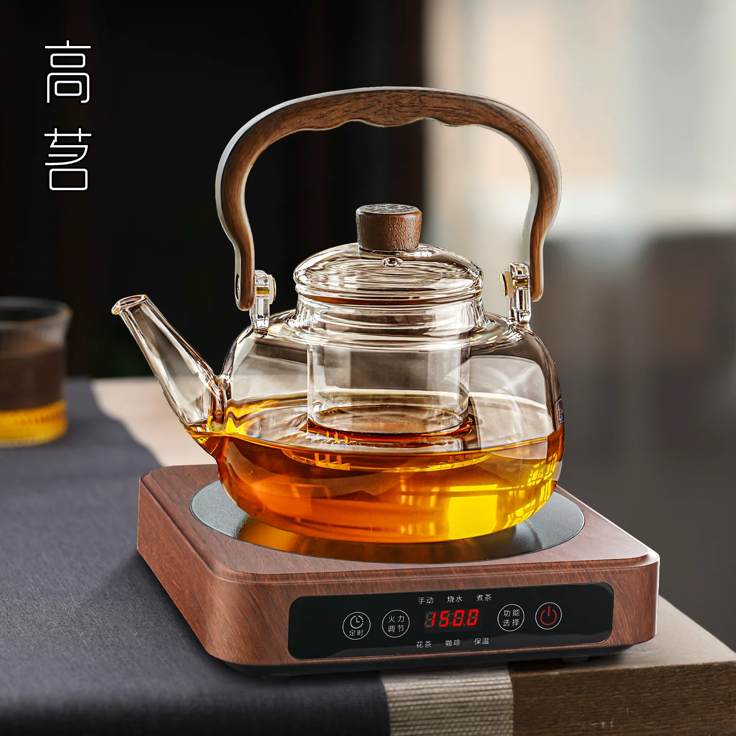 Bộ ấm đun nước bằng gốm điện nhỏ với ấm đun nước có tay cầm bằng kính dày chống bỏng để sử dụng tại nhà, bếp pha trà công suất cao kiểu Trung Quốc mới