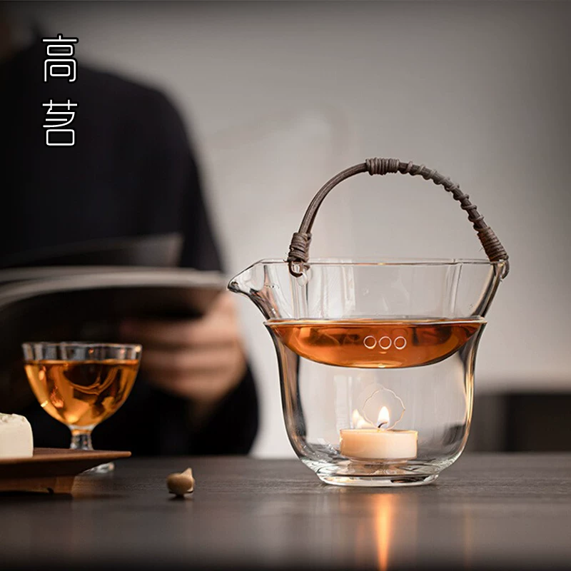 Cốc thủy tinh dùng trong gia đình, vách ngăn trà bằng mây cao cấp, ấm trà chịu nhiệt bằng thủy tinh borosilicate cao cấp, ấm trà đốt nến.