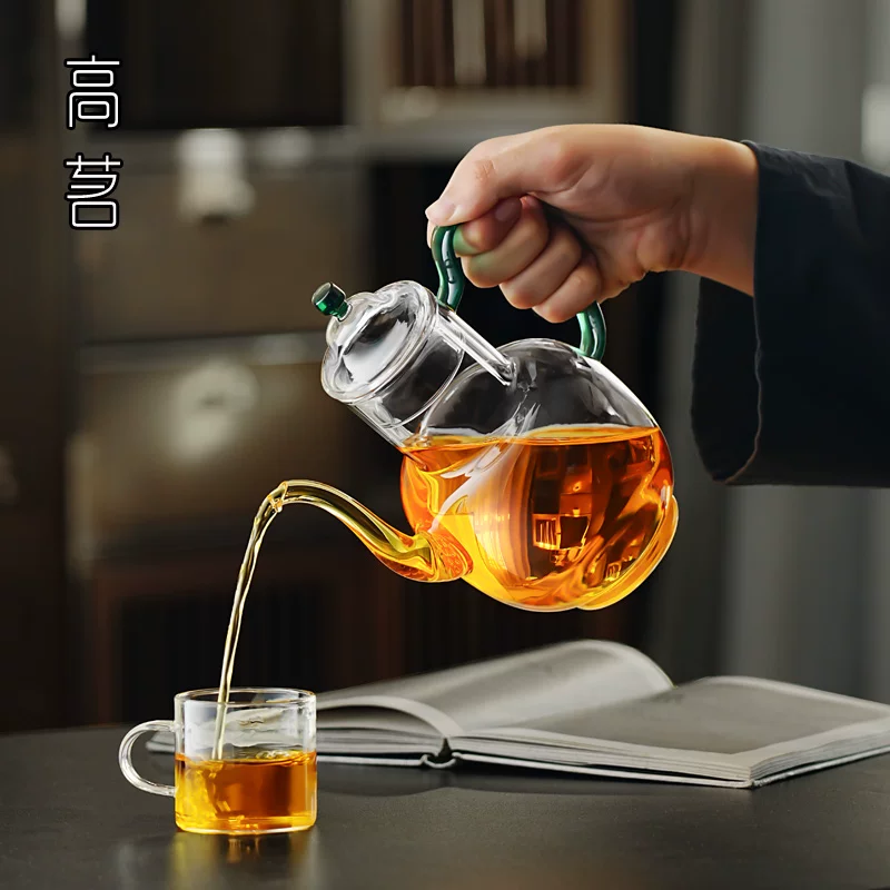 Ấm pha trà bằng kính tách trà nước, mẫu mới 2025, dùng trong gia đình, kiểu cổ điển nhà Tống, dày dặn và chịu nhiệt cao.