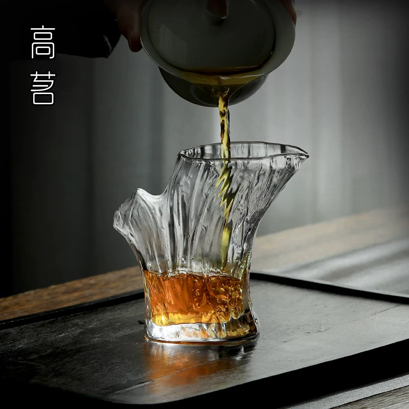 Cốc thủy tinh dày dặn, bộ ấm trà pha lê cao cấp, cốc thủ công, trà kung fu, dụng cụ chia trà kiểu Nhật