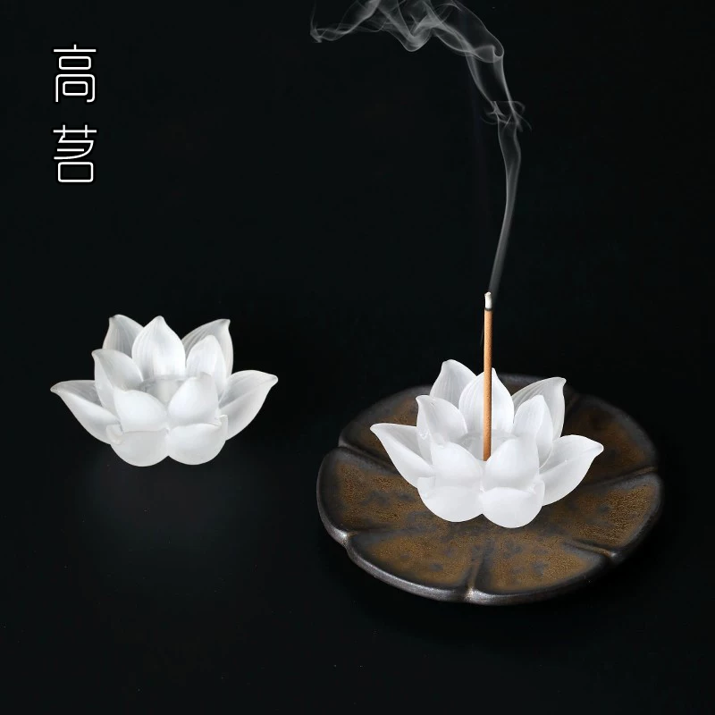 Giá đốt trầm hương thủy tinh truyền thống sáng tạo chất lượng cao, giá đỡ trầm hương hình sen, đồ trang trí bàn trà thiền Nhật Bản, lư hương dùng cho nhang và trầm hương.