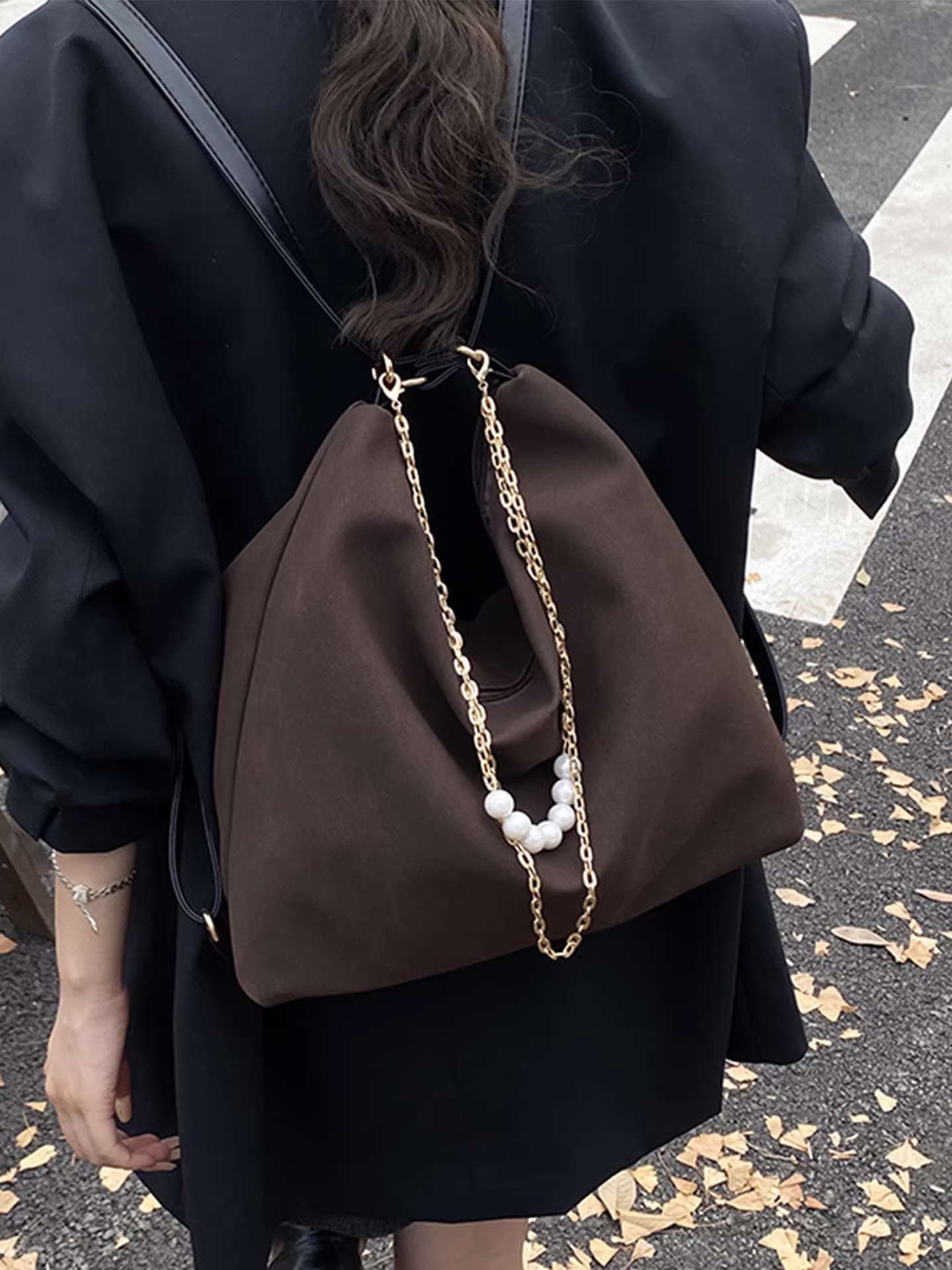 Túi tote retro phối màu cho nữ, dung tích lớn, mẫu mới thu đông 2025, túi đeo vai độc đáo, balo đa năng.