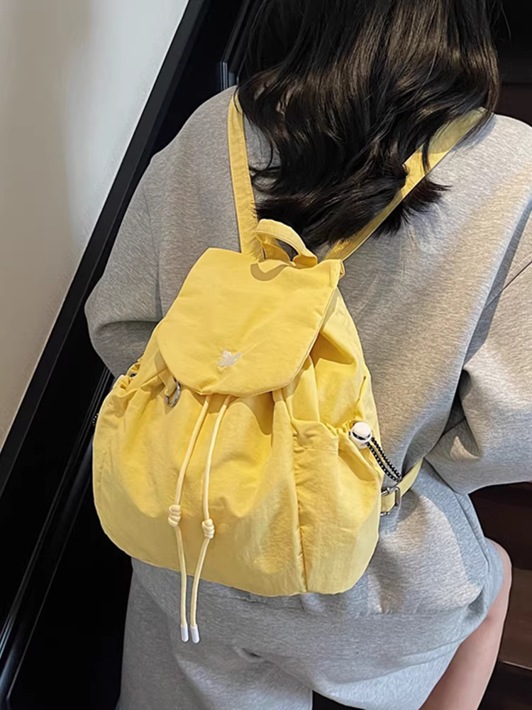 Ba lô vải canvas nữ, thiết kế độc đáo, mẫu mới 2025 phong cách Hàn Quốc, balo học sinh, balo du lịch xếp ly nhẹ