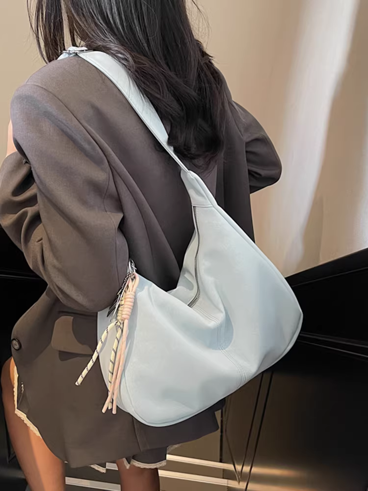 Túi da mềm đơn giản, dung tích lớn dành cho nữ, mẫu mới 2025, thời trang đa năng, đeo vai, đeo chéo, kiểu dáng bánh bao, tiện dụng đi làm