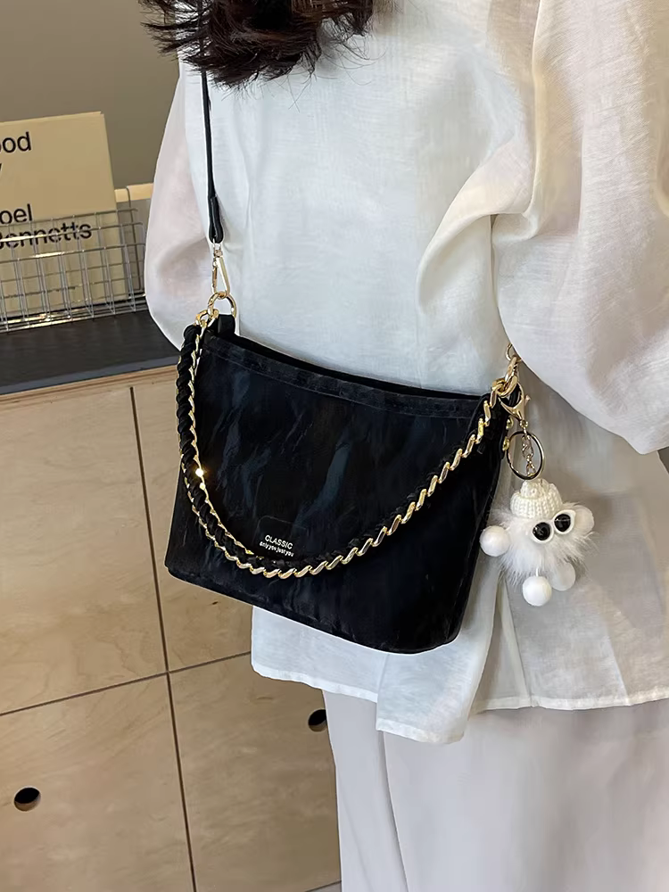 Túi đeo chéo nữ kiểu xô thời trang thu đông 2025 cao cấp đa năng, túi xách đeo vai dây xích thời thượng