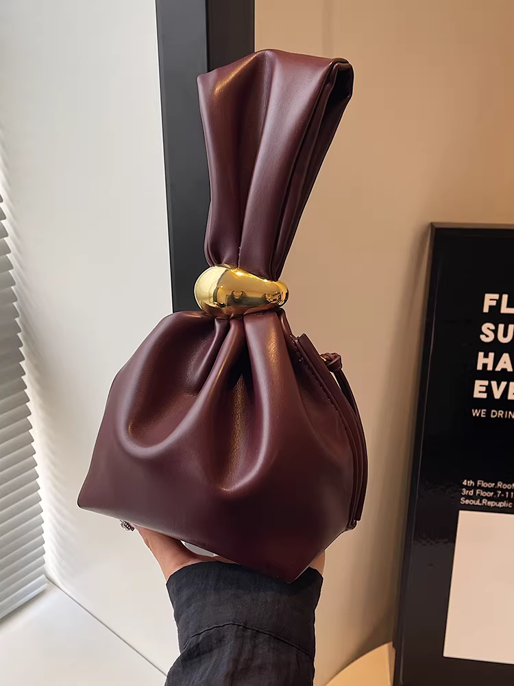 Túi nhỏ độc đáo cao cấp dành cho nữ, mẫu mới thu đông 2025, kiểu vintage xếp ly mini dạng xô