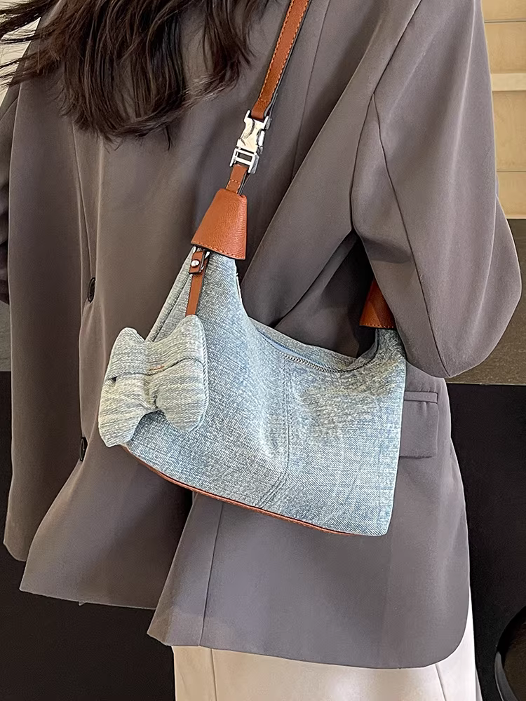 Túi denim nữ 2025 thiết kế độc đáo mùa thu đông, túi đeo chéo, túi xách đi làm, túi tote nhỏ