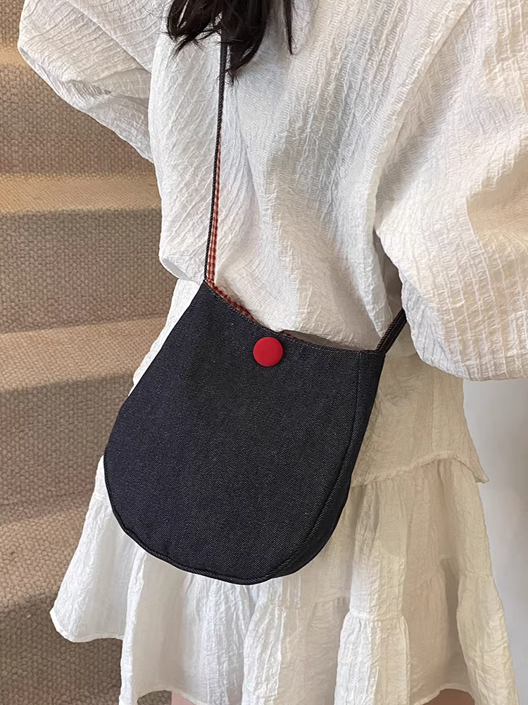 Túi vải bố đơn giản phong cách Hàn Quốc độc đáo, kiểu dáng xô, mùa xuân hè 2025, dành cho nữ