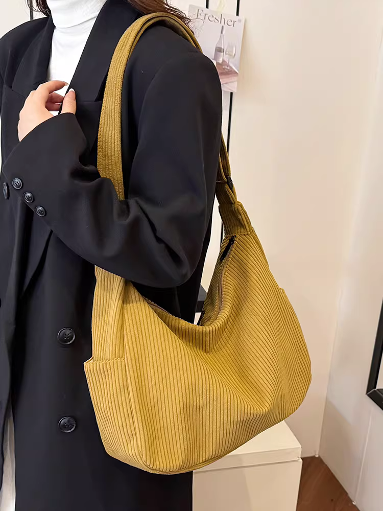 Túi vải bố nữ, dung tích lớn, mẫu mới thu đông 2025, túi đeo chéo đa năng, túi đi làm phong cách giản dị.