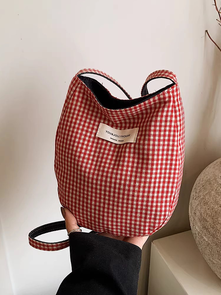 Túi vải bố đơn giản phong cách Hàn Quốc độc đáo, kiểu dáng xô, mùa xuân hè 2025, dành cho nữ