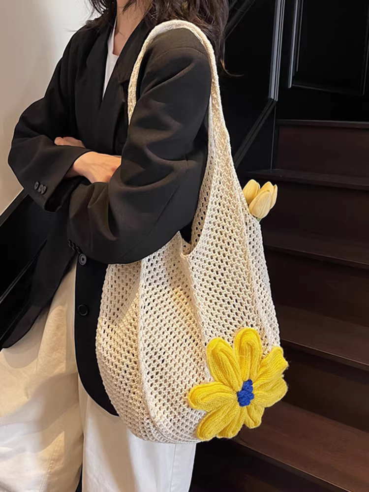 Túi cói đan mùa hè dành cho nữ, dung tích lớn, kiểu dáng mới 2025, túi đeo vai thường ngày, phong cách đi biển, túi đi nghỉ mát
