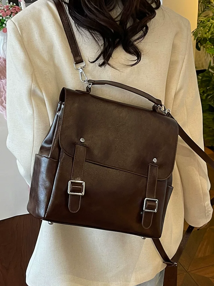 Ba lô retro nữ dung tích lớn thời trang mới 2025 phong cách Anh quốc, balo học sinh, balo du lịch cá tính