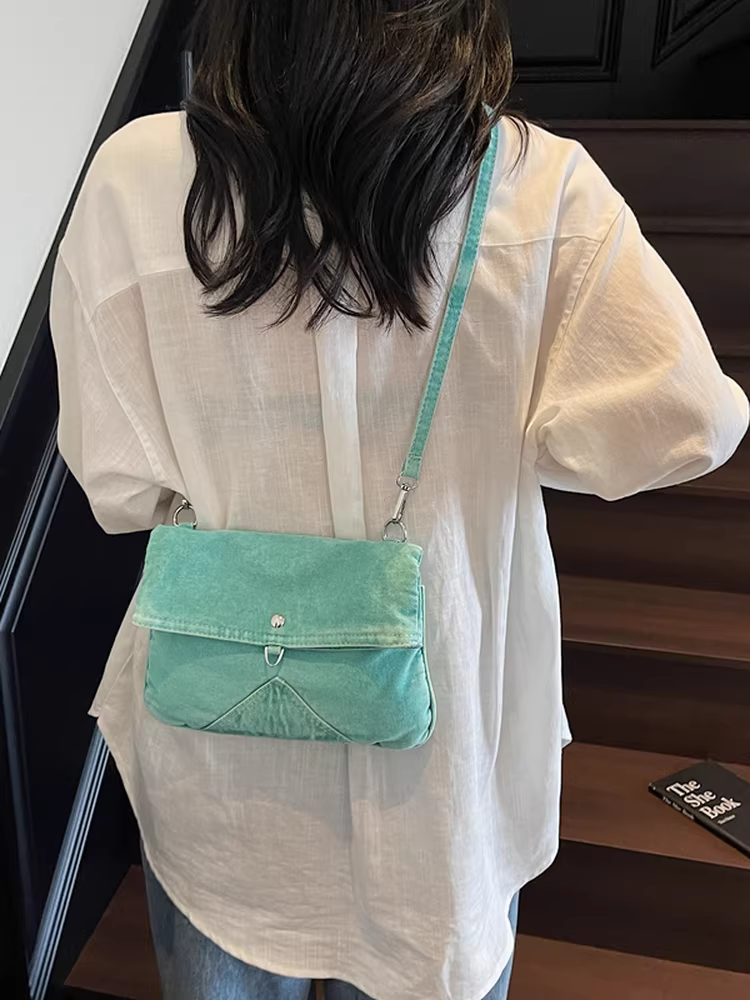 Túi denim nữ, dung tích lớn, mẫu mới hè 2025, túi đeo chéo đa năng, túi tote đơn giản, phong cách thường ngày, thích hợp đi làm