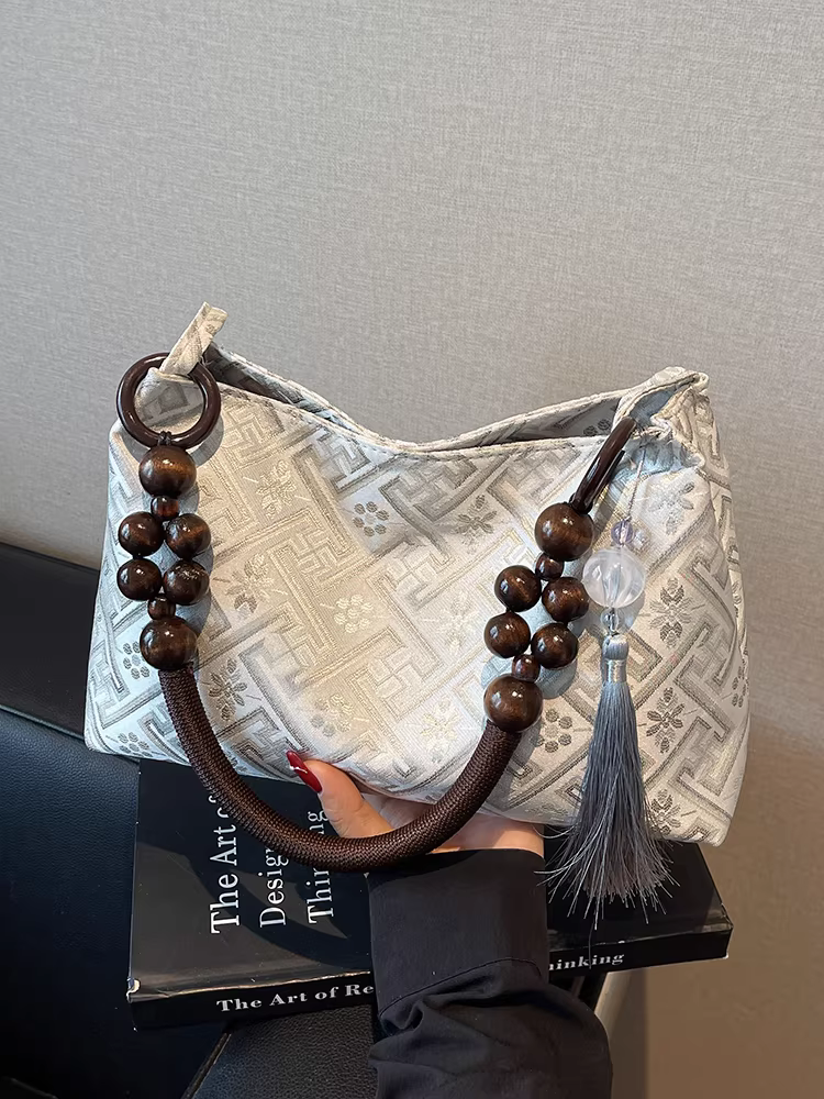 Túi xách nữ phong cách Trung Hoa mới Quảng Tây thổ cẩm 2025, kiểu tua rua, đa năng, đeo vai/nách, siêu hot