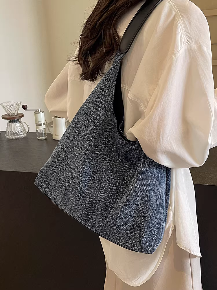 Túi denim nữ, cao cấp, mẫu mới thu đông 2025, đa năng, đeo vai, túi tote đi làm