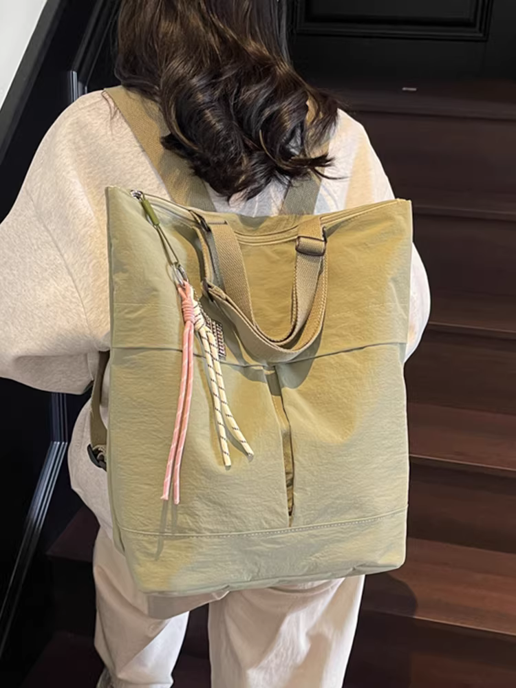 Túi vải canvas nữ, dung tích lớn, mẫu mới hè 2025, thiết kế độc đáo, balo đa năng, phong cách thường ngày