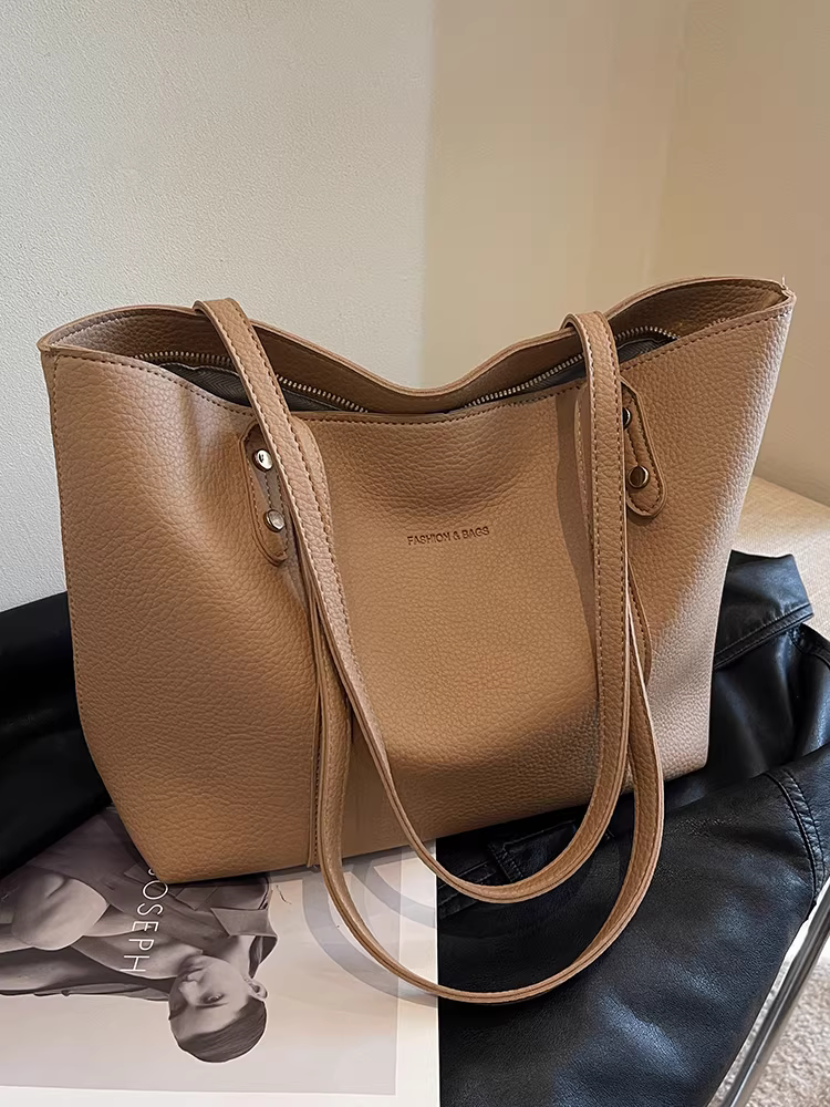 Túi xách nữ dung tích lớn, đa năng cho mùa thu đông, kiểu dáng mới 2025, túi đeo vai đơn giản và giản dị, túi tote có họa tiết dùng cho đi học và đi làm.