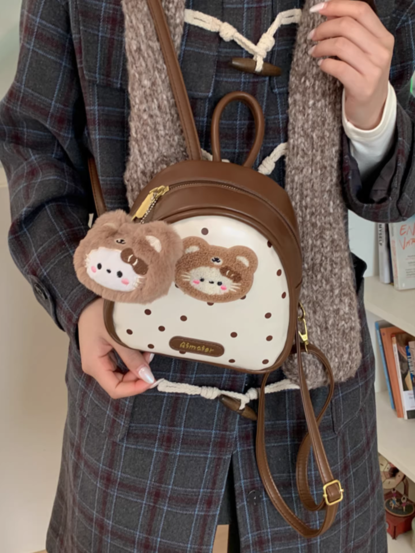 Ba lô chấm bi dành cho nữ, thiết kế độc đáo thời trang, cặp đi học dành cho học sinh, phong cách đường phố dễ thương, ba lô du lịch nhẹ