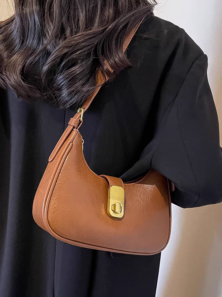 Túi đeo nách nữ 2025 kiểu dáng cao cấp mới, thiết kế độc đáo mùa thu đông, phong cách retro, hot trên mạng, bán chạy, đeo chéo một bên vai