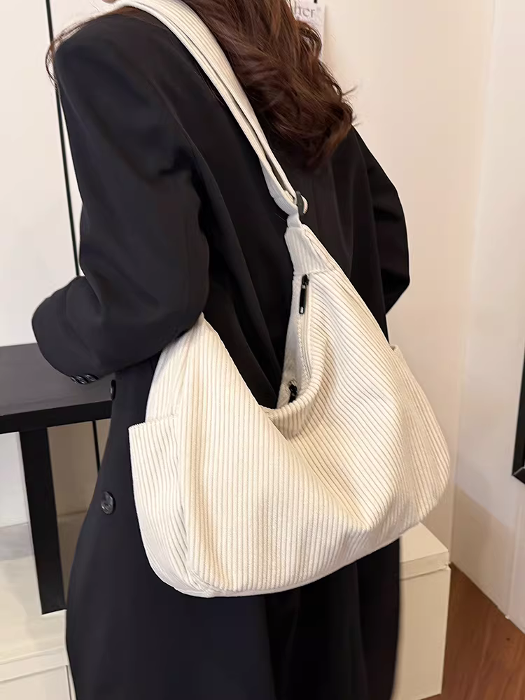 Túi vải bố nữ, dung tích lớn, mẫu mới thu đông 2025, túi đeo chéo đa năng, túi đi làm phong cách giản dị.