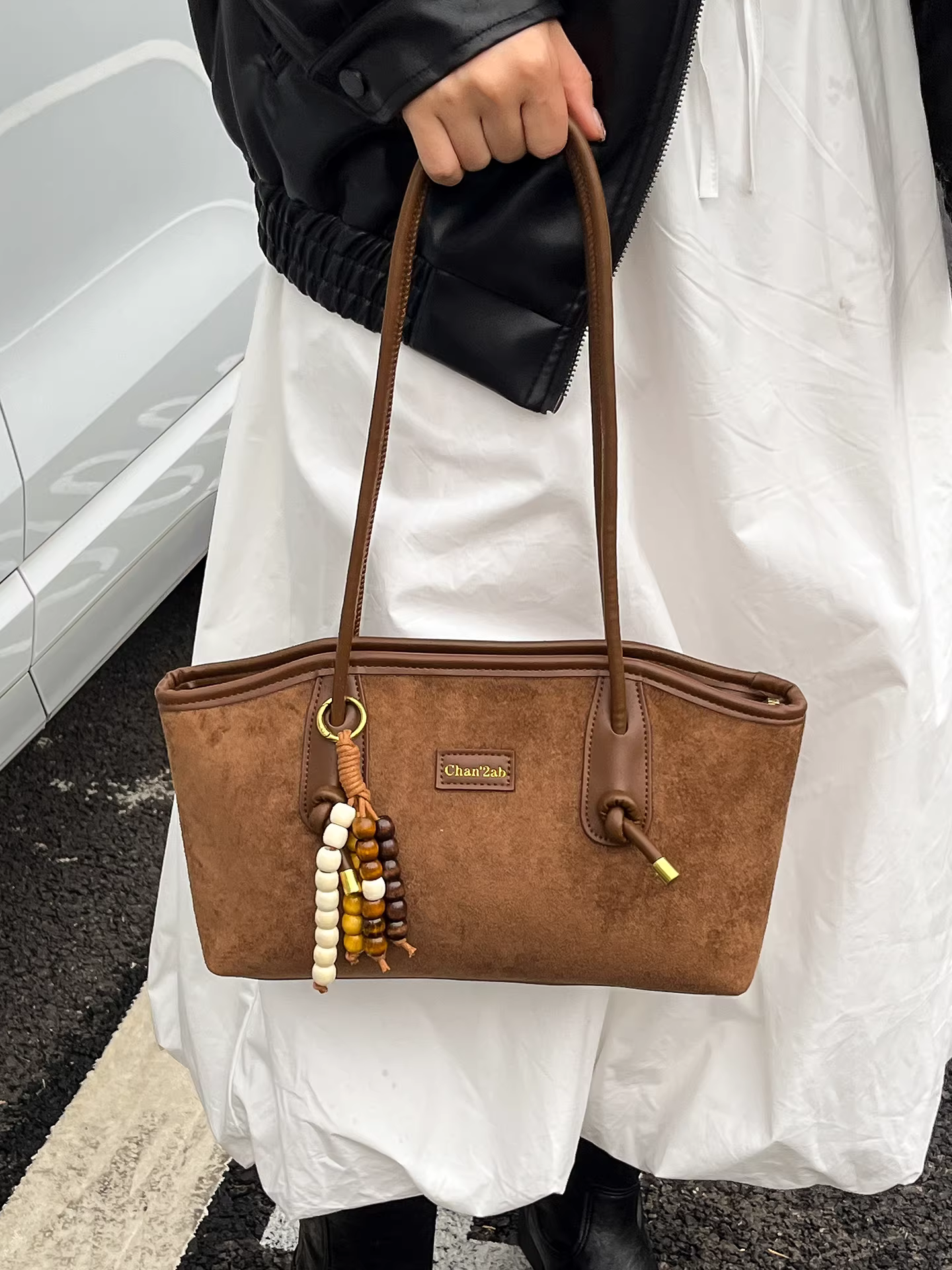 Túi da lộn họa tiết da báo dành cho nữ, sức chứa lớn, túi đeo vai cổ điển mờ mùa thu đông 2025 mới, túi đi làm và đi làm