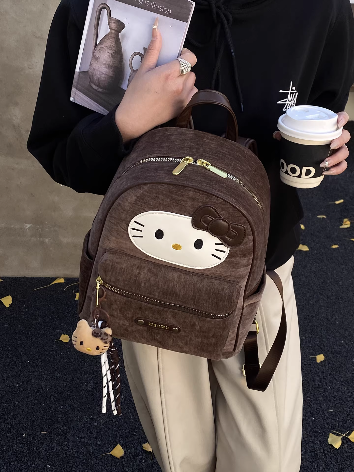 Ba lô retro dành cho nữ, sức chứa lớn, túi đi học thông thường dành cho học sinh, hoạt hình dễ thương, đẹp, ba lô du lịch nhẹ