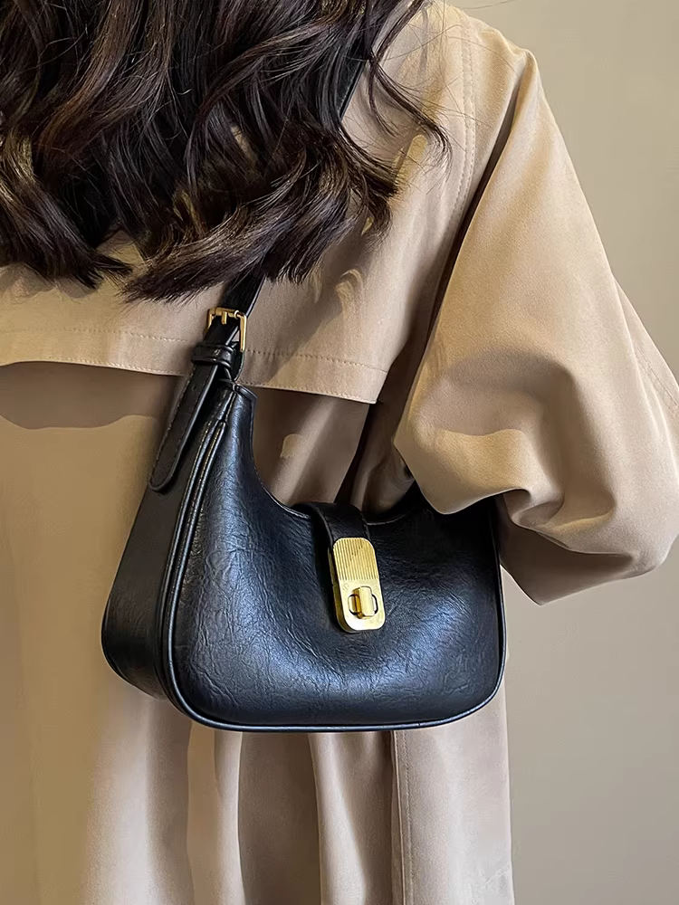 Túi đeo nách nữ 2025 kiểu dáng cao cấp mới, thiết kế độc đáo mùa thu đông, phong cách retro, hot trên mạng, bán chạy, đeo chéo một bên vai