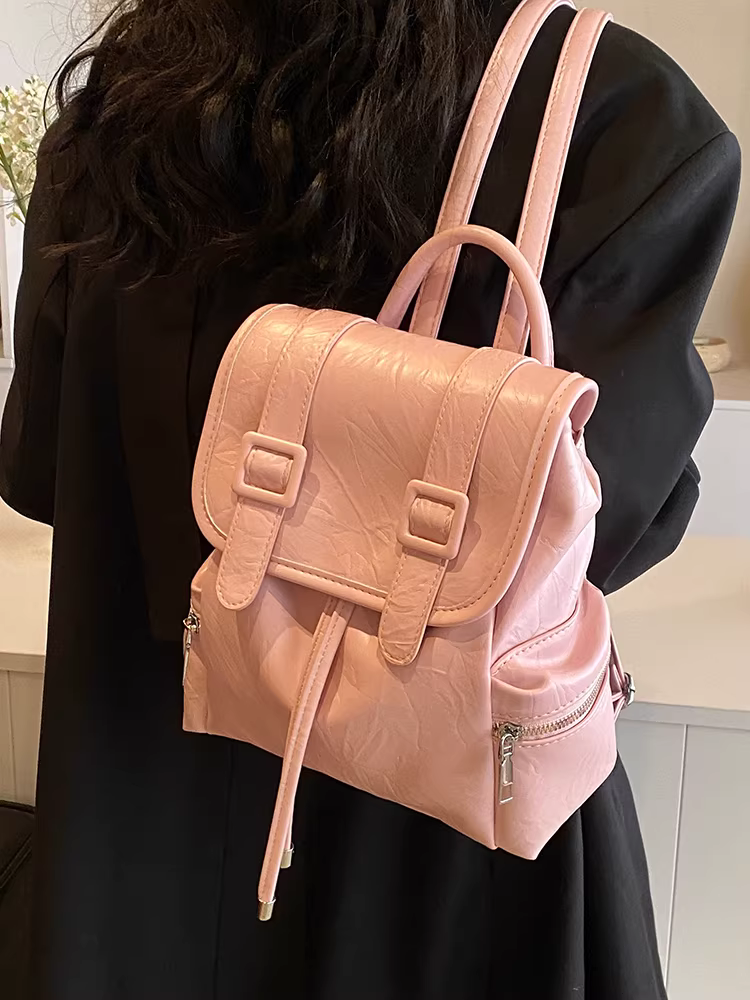 Ba lô nhỏ gọn nhẹ cao cấp màu bạc dành cho nữ, kiểu Hàn Quốc thời trang mới năm 2025, thích hợp cho du lịch và đi làm