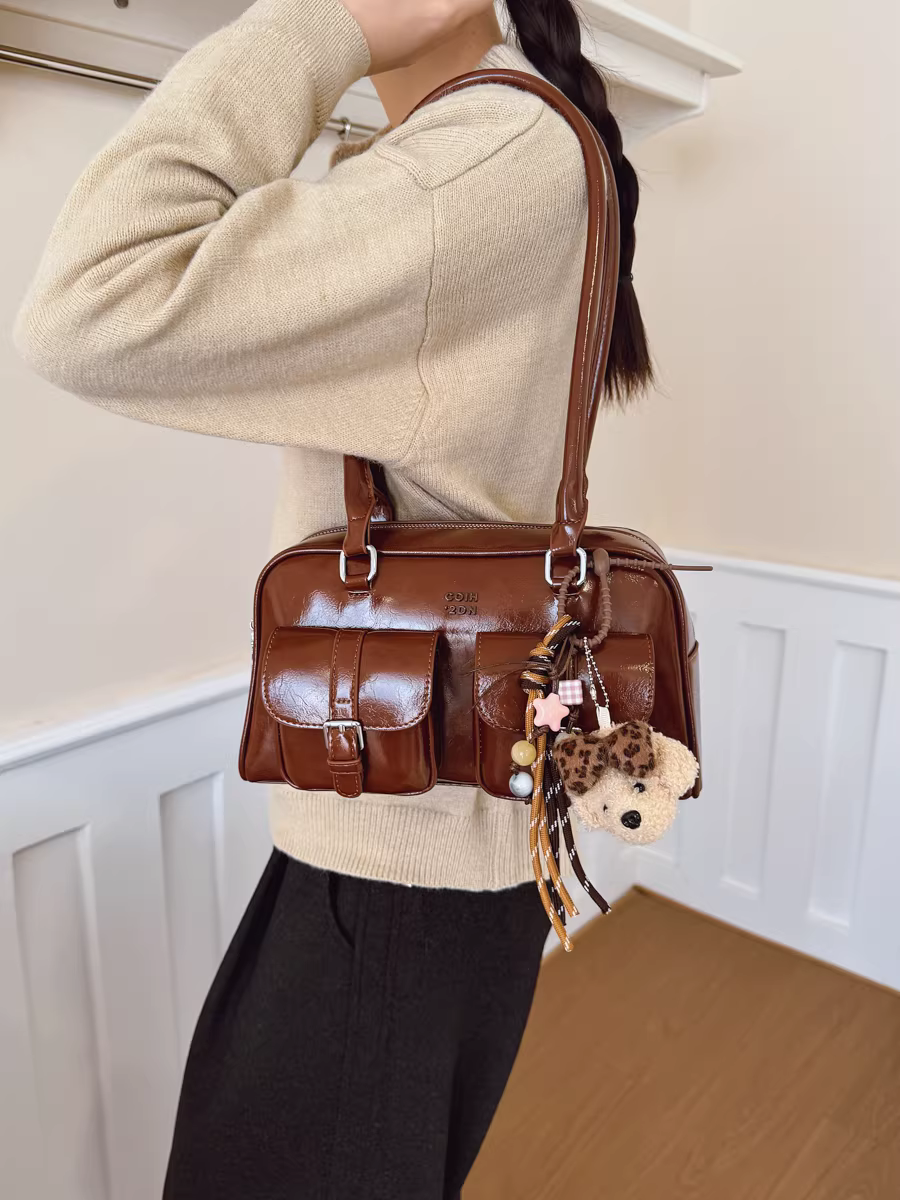 Túi đeo chéo nữ cỡ lớn phong cách retro, mẫu mới thu đông 2025, thiết kế độc đáo, cá tính, túi đeo vai/nách, túi đựng gối đi làm