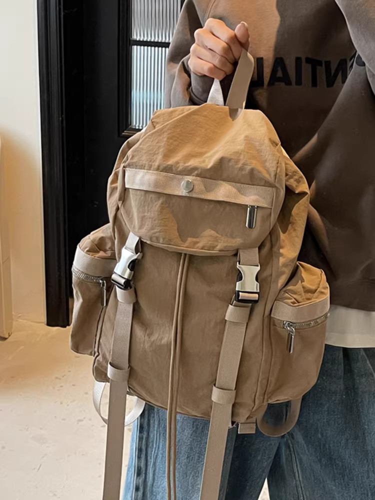 Khuôn viên trường theo phong cách rừng rậm phong cách tối giản Nhật Bản dành cho nữ sinh viên đại học phong cách lười biếng Ba lô vải nylon sức chứa lớn Ba lô thông thường