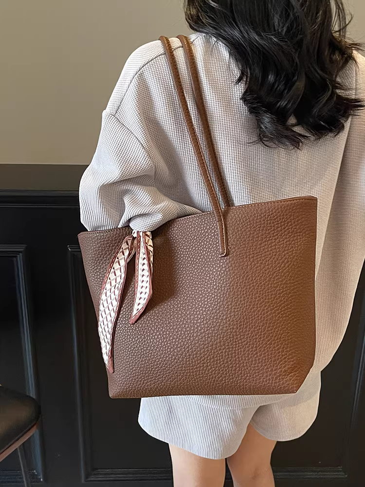 Túi tote nữ, dung tích lớn, mẫu mới 2025, mùa hè, túi đeo vai đơn giản và đa năng, túi đi học, đi làm thông thường.