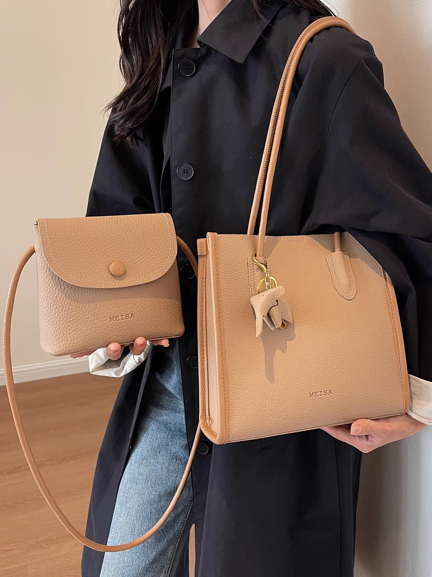 Túi xách nữ cỡ lớn dành cho mùa thu đông, túi đeo vai thông thường đa năng mới năm 2025 có túi nhỏ bên trong, túi tote thời trang dành cho công việc và đi làm.